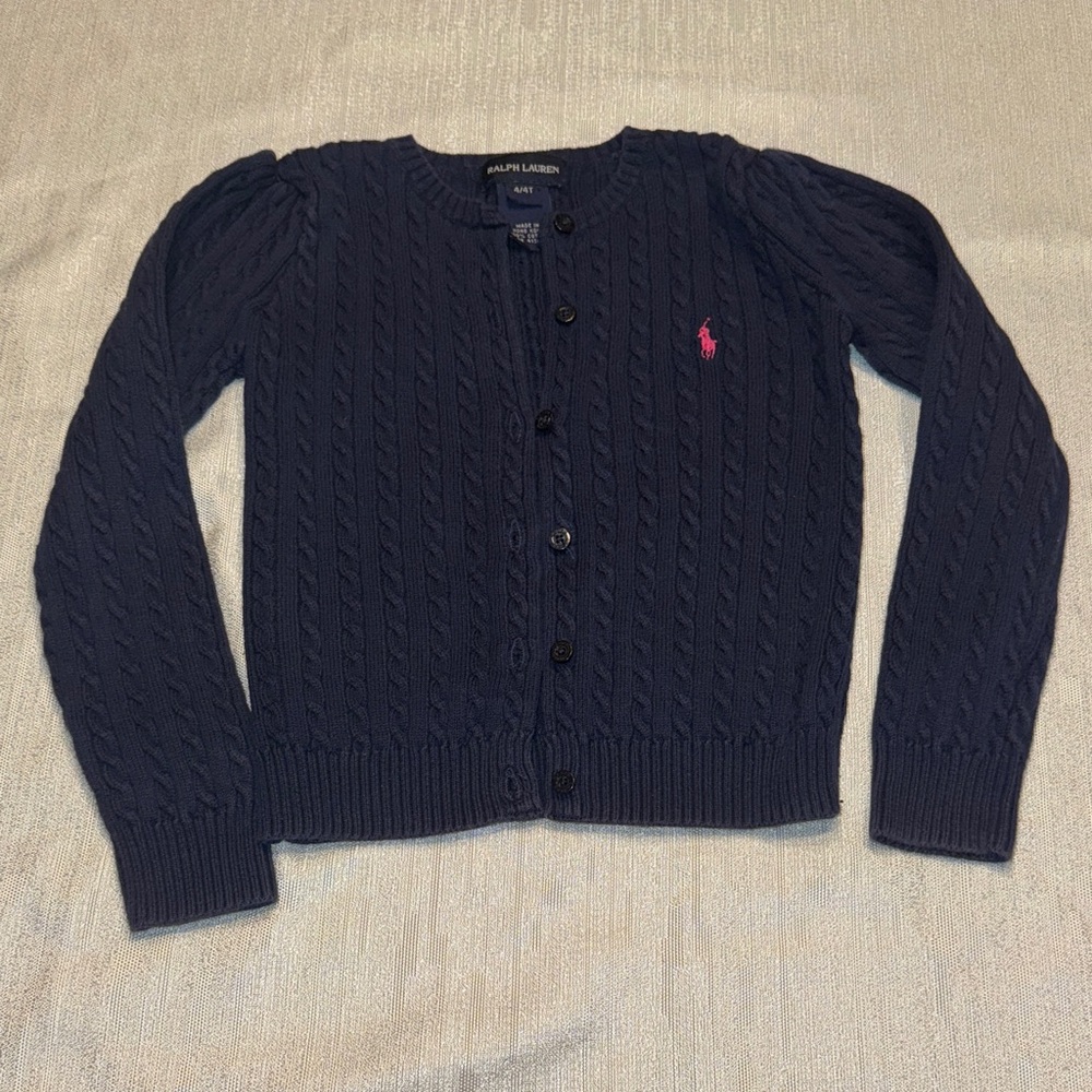 Ralph Lauren Dark Blue Cable Knit Cardigan